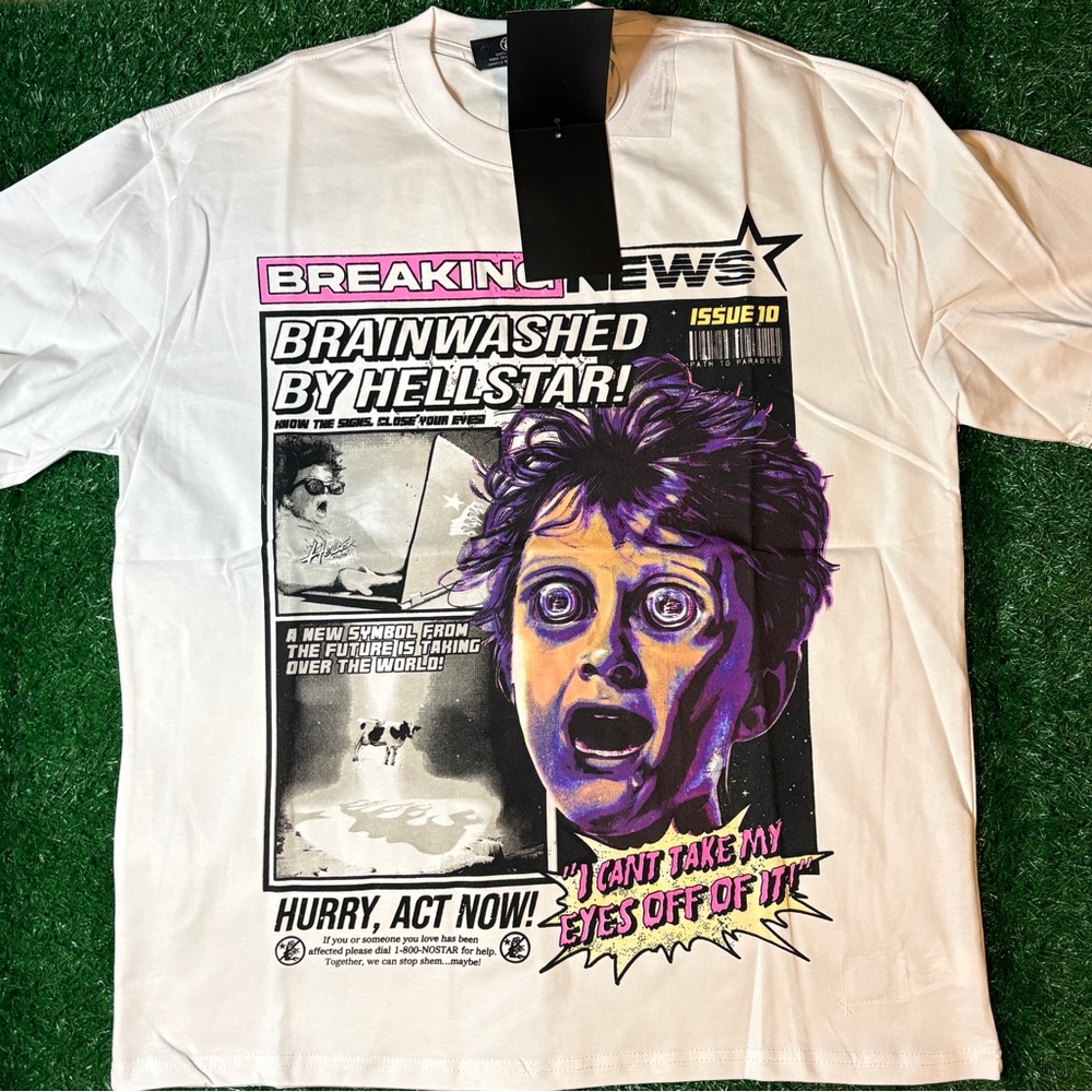 Graphic White and Purple Men's Short Sleeve Tee